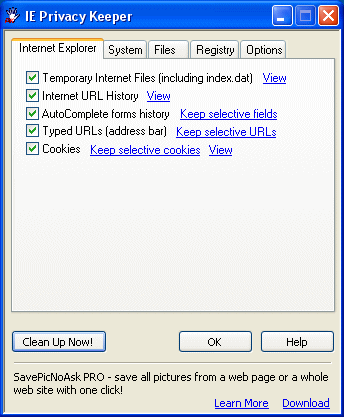 IE Privacy Keeper Screenshot